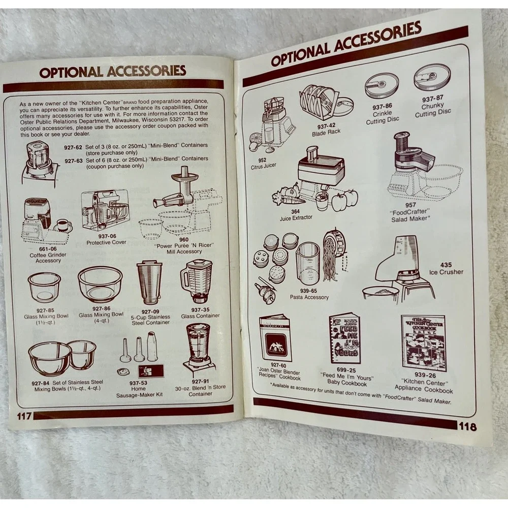 Vintage 1984 Oyster Kitchen Center Cookbook Instruction Manual